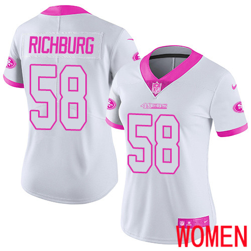 San Francisco 49ers Limited White Pink Women Weston Richburg NFL Jersey #58 Rush